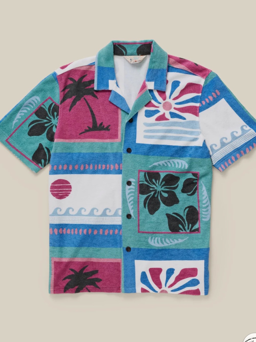 Faherty Cabana Towel Terry Shirt Summer Waves Tile